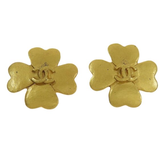 CHANEL Gold Logo Earrings - Picture 1 of 9